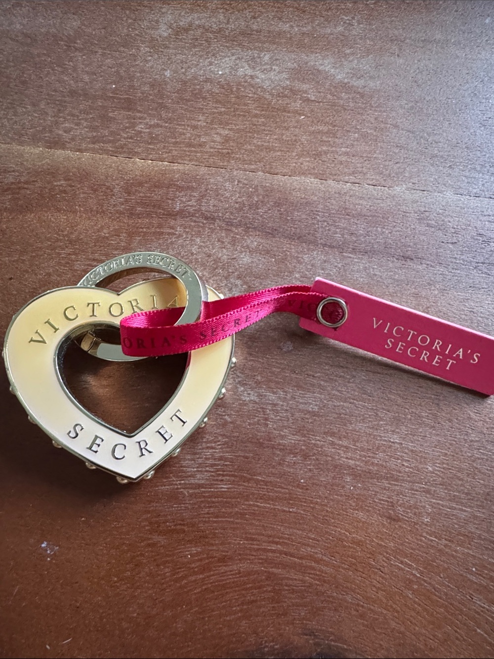 Victoria's Secret Gold Heart Keychain Rhinestone Bag Charm NWT